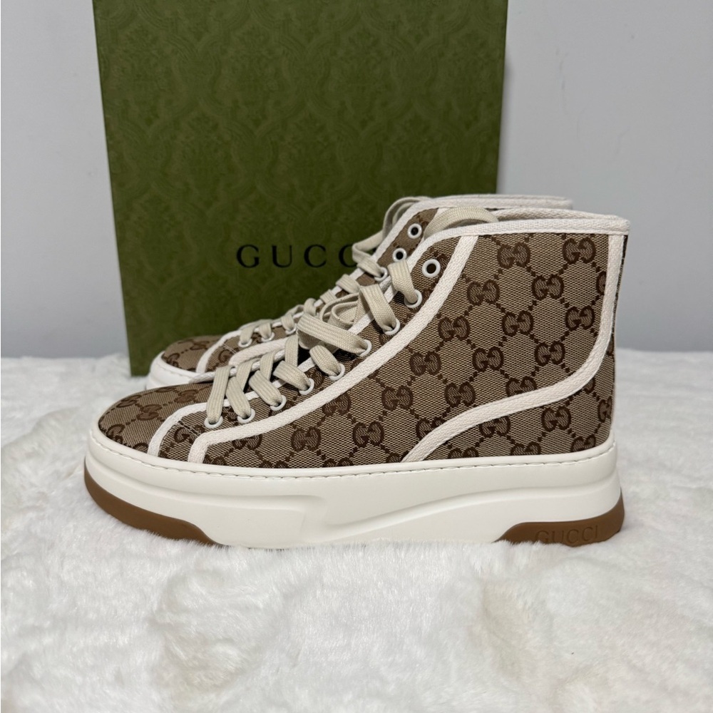Gucci Beige and White Logo High-Tops - Picture 3 of 6